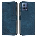 Peňaženkové kožené puzdro Stripe na Motorola Edge 30 Fusion - Modrá
