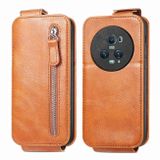 Peňaženkové kožené puzdro Zipper Wallet na Honor Magic5 Pro - Hnedá