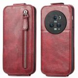 Peňaženkové kožené puzdro Zipper Wallet na Honor Magic5 Pro - Červená