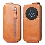 Peňaženkové kožené puzdro Zipper Wallet na Honor Magic5 - Hnedá