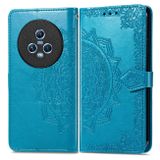 Peňaženkové kožené puzdro Mandala na Honor Magic5 - Modrá