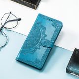 Peňaženkové kožené puzdro Mandala na Honor Magic5 - Modrá