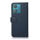 Peňaženkové kožené puzdro KHAZNEH Litchi na Motorola Edge 40 Neo - Modrá