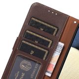 Peňaženkové kožené puzdro KHAZNEH Litchi Texture na Moto G54 5G / G54 5G Power Edition - Hnedá