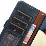 Peňaženkové kožené puzdro KHAZNEH Litchi na Motorola Moto G34 G5 - Modrá