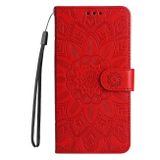 Peňaženkové kožené puzdro Sunflower na Xiaomi Redmi Note 12 4G - Červená
