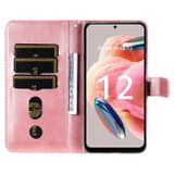 Peňaženkové kožené puzdro Calf Zipper na Xiaomi Redmi Note 12 4G - Ružovo zlatá