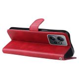 Peňaženkové kožené puzdro Calf Zipper na Xiaomi Redmi Note 12 4G - Červená