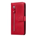Peňaženkové kožené puzdro Calf Zipper na Honor Magic5 Pro - Červená