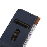 Peňaženkové kožené puzdro KHAZNEH Nappa na Motorola Moto G04/ G24 - Modrá