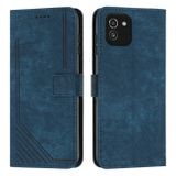 Peňaženkové kožené puzdro STRIPE na Samsung Galaxy A03 – Modrá