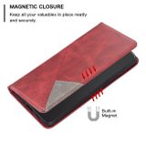 Peňaženkové kožené puzdro Rhombus Texture na Motorola Edge 40 Pro - Červená