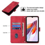 Peňaženkové kožené puzdro EMBOSSED na Xiaomi Redmi 12C – Červená