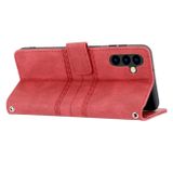 Peňaženkové kožené puzdro STRIPES na Samsung Galaxy A14 4G/5G – Červená