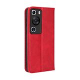 Peňaženkové kožené puzdro Magnetic Buckle na Huawei P60 Pro - Červená