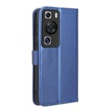Peňaženkové kožené puzdro Diamond Texture na Huawei P60 Pro - Modrá