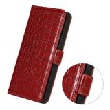 Peňaženkové kožené puzdro Crocodile Top Layer na Galaxy A55 5G - Červená