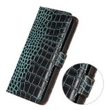 Peňaženkové kožené puzdro Crocodile Top Layer na Galaxy A55 5G - Zelená
