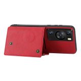 Gumený kryt Double Buckle na Huawei P60 Pro - Červená