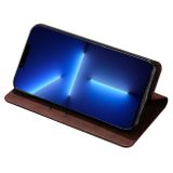 Peňaženkové kožené puzdro Skin Feel Magnetic na Samsung Galaxy A05s - Tmavo hnedá