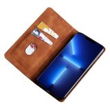 Peňaženkové kožené puzdro Skin Feel Magnetic na Samsung Galaxy A05s - Bledo hnedá
