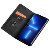 Peňaženkové kožené puzdro Skin Feel Magnetic na Samsung Galaxy A05s - Čierna