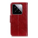 Peňaženkové kožené puzdro Nappa Flip na Xiaomi 14 Pro - Červená