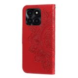 Peňaženkové kožené puzdro 7-PETAL na Honor X6a - Červená