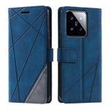 Peňaženkové kožené puzdro Splicing Leather na Xiaomi 14 - Modrá