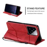 Peňaženkové kožené puzdro Splicing Leather na Xiaomi 14 - Červená