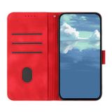 Peňaženkové kožené puzdro Line Pattern na Xiaomi Redmi Note 12 Pro+ 5G - Červená