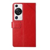 Peňaženkové kožené puzdro Y-SHAPED na Huawei P60 Pro - Červená