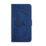 Peňaženkové kožené puzdro Skin Feel Butterfly na Huawei P60 Pro - Modrá