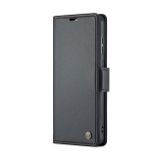 Peňaženkové kožené puzdro CaseMe Litchi na Samsung Galaxy A73 5G - Čierna
