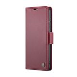 Peňaženkové kožené puzdro CaseMe Litchi na Samsung Galaxy A73 5G - Vínovo červená