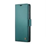 Peňaženkové kožené puzdro CaseMe Litchi na Samsung Galaxy A73 5G - Perleťová modrá