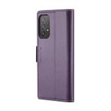 Peňaženkové kožené puzdro CaseMe Litchi na Samsung Galaxy A73 5G - Perleťová fialová