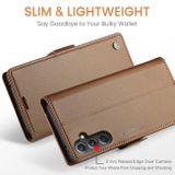 Peňaženkové kožené puzdro CaseMe Litchi na Samsung Galaxy S23 FE - Hnedá