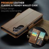Peňaženkové kožené puzdro CaseMe Litchi na Samsung Galaxy S23 FE - Hnedá
