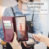Peňaženkové kožené puzdro CaseMe Litchi na Samsung Galaxy S23 FE - Vínovo červená