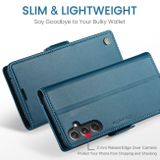 Peňaženkové kožené puzdro CaseMe Litchi na Samsung Galaxy S23 FE - Modrá