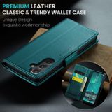 Peňaženkové kožené puzdro CaseMe Litchi na Samsung Galaxy S23 FE - Perleťová modrá