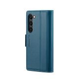 Peňaženkové kožené puzdro CaseMe Litchi na Samsung Galaxy S24 5G - Modrá
