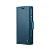 Peňaženkové kožené puzdro CaseMe Litchi na Samsung Galaxy S24 Plus 5G - Modrá