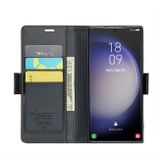 Peňaženkové kožené puzdro CaseMe Litchi na Samsung Galaxy S24 Ultra 5G - Čierna