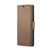 Peňaženkové kožené puzdro CaseMe Litchi na Samsung Galaxy S24 Ultra 5G - Hnedá