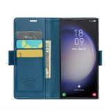 Peňaženkové kožené puzdro CaseMe Litchi na Samsung Galaxy S24 Ultra 5G - Modrá