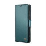 Peňaženkové kožené puzdro CaseMe Litchi na Samsung Galaxy S24 Ultra 5G - Perleťovo modrá