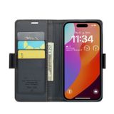 Peňaženkové kožené puzdro CaseMe na iPhone 15 Pro Max - Čierna
