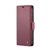 Peňaženkové kožené puzdro CaseMe na iPhone 15 Pro Max - Wine Red